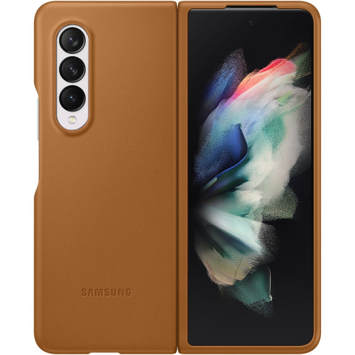 Samsung Kožený Kryt pre Galaxy Z Fold3 5G Camel
